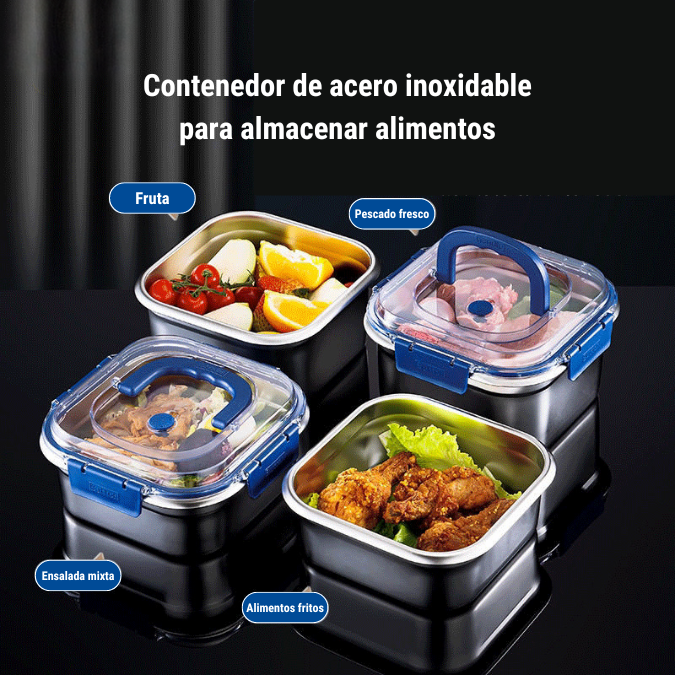 Caja grande para almacenamiento de alimentos de acero inoxidable 316 con tapa sellada y sellado al vacío 1800 ml (Copy)