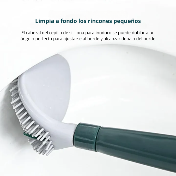 Cepillo de Silicona Flexible para Inodoro con Mango Largo y Colgante de Pared sin Perforación para el Hogar