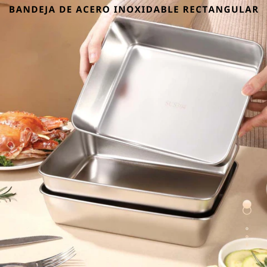 Contenedor de alimentos de acero inoxidable S304 (25 x 19.5 x 5 cm)