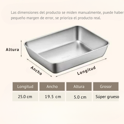 Contenedor de alimentos de acero inoxidable S304 (25 x 19.5 x 5 cm)